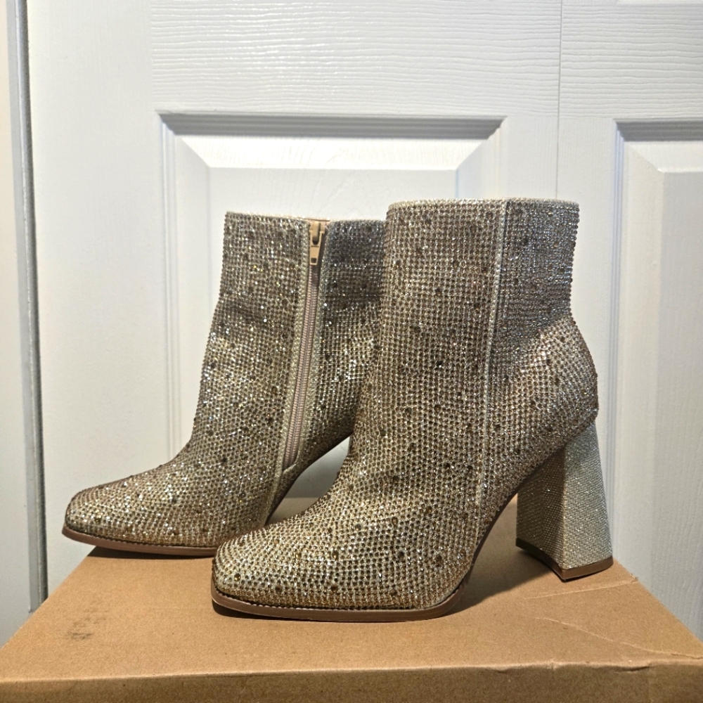 Chase + Chloe Silver Ankle Boots